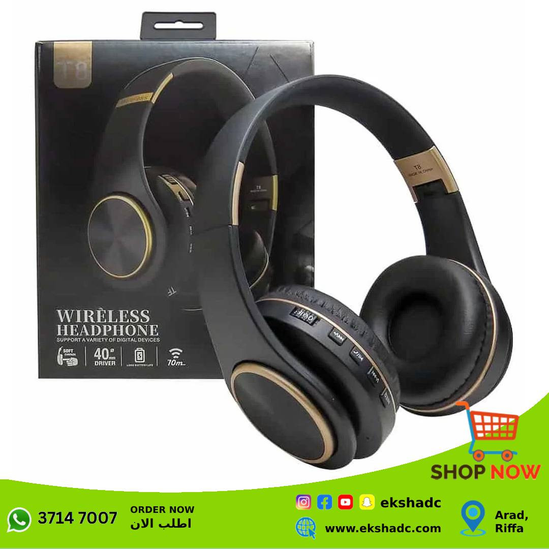 T8 Wireless Bluetooth Headphone Black