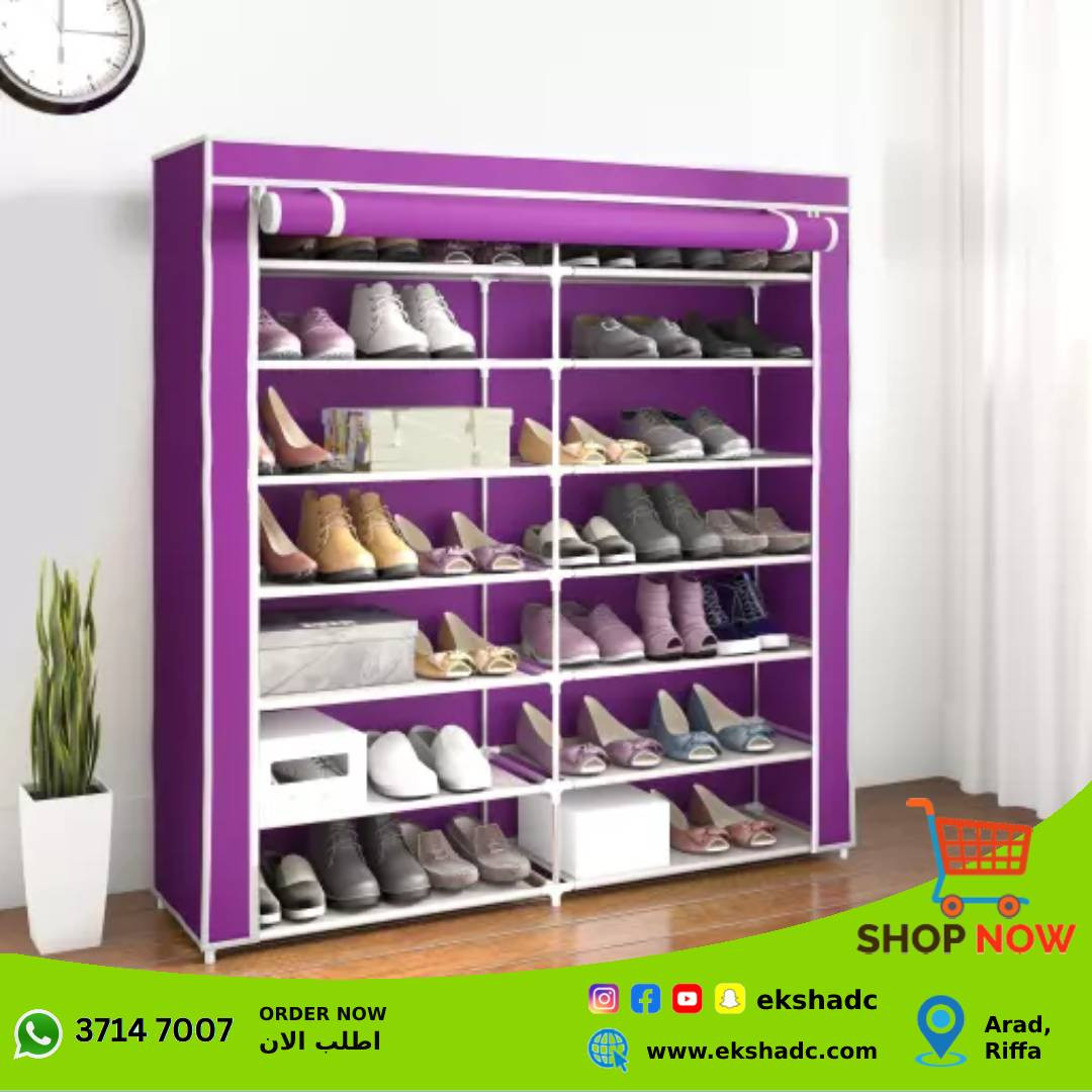 Foldable Double 6 Layer Steel Shoe Rack